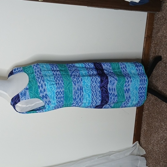 Kathie Lee collection blue multi pattern midi tank dress size 10 - Picture 10 of 16